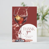 Carte Verre de vin rouge Fête des mariées Merci (Debout devant)