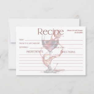 Carte Verre de vin rouge Recette pour la mariée