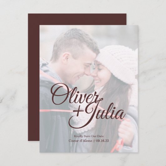 Carte *Verre Frosted* Enregistrer la Date (Devant / Derrière)