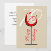 Carte Verre rouge moderne 70e anniversaire (Devant / Derrière)