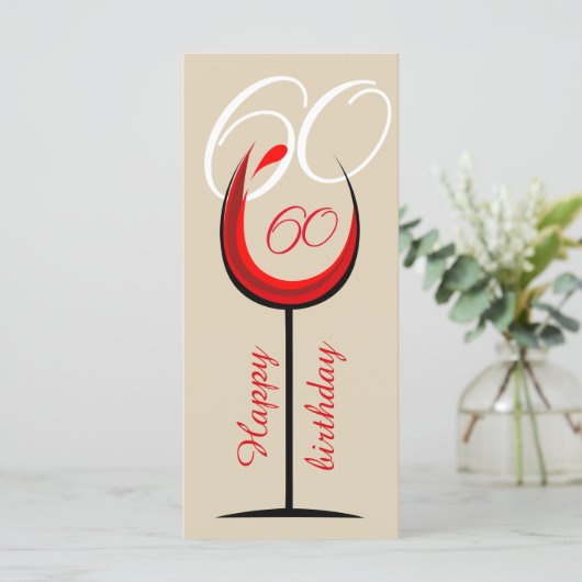 Carte Verre rouge moderne Script 60e anniversaire (Debout devant)