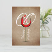 Carte Verre rouge rustique Script 60e anniversaire (Debout devant)