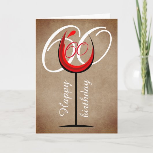 Carte Verre rouge rustique Script 60e anniversaire (Devant)
