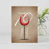 Carte Verre rouge rustique Script 70e anniversaire (Debout devant)