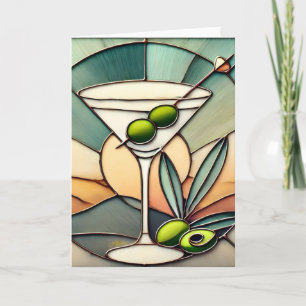 Carte Verre teinté du milieu du siècle 2 Martini olive