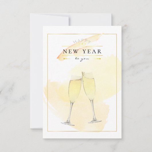 Carte Verres de Champagne de couleur d'eau élégante Nouv (Devant)