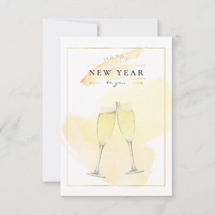 Carte Verres de Champagne de couleur d'eau élégante Nouv