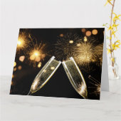 Carte Verres de champagne pour porter un toast (Fleur jaune)