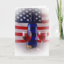 Verres de vin avec bouteille patriotique