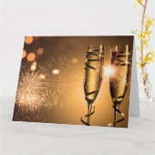 Carte Verrres à Champagne à Ruban Doré (Fleur jaune)