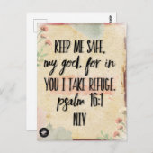 Carte Verse Bible - Inspiration du Psaume 16:1 (Devant / Derrière)