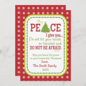 Carte Verse de l'écriture à 2 faces de Noël PEACE (Devant / Derrière)