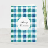 Carte Vert Blanc Bleu Trappe Plaid Noël (Devant)