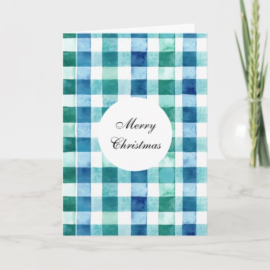 Carte Vert Blanc Bleu Trappe Plaid Noël (Devant)