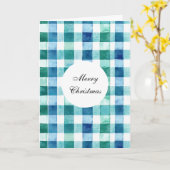Carte Vert Blanc Bleu Trappe Plaid Noël (Fleur jaune)