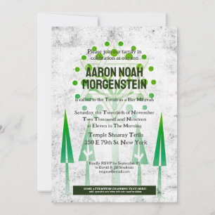Carte Vert blanc en plein air Arbres de vie Bar Mitzvah