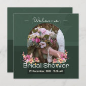 Carte Vert blanc Fête des mariées d'accueil moderne (Devant / Derrière)