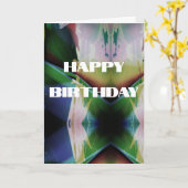 Carte Vert bleu rouille or rose blanc Abstrait Birthda (Fleur jaune)