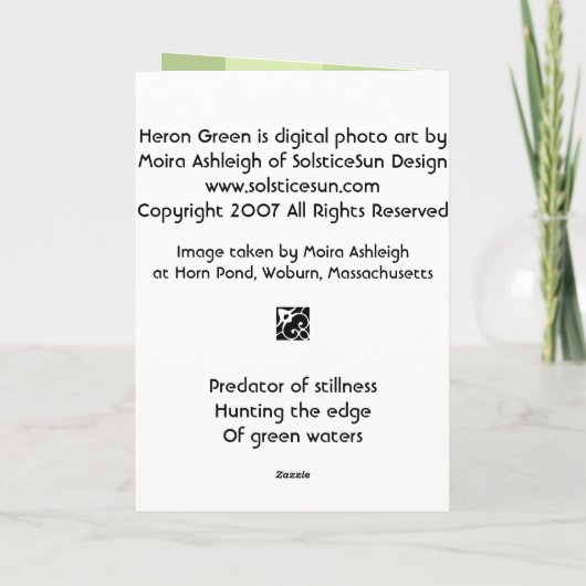 Carte Vert de héron (Dos)