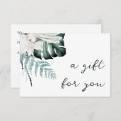 Carte vert émeraude fleurs blanches certificat cadeau (Devant / Derrière)