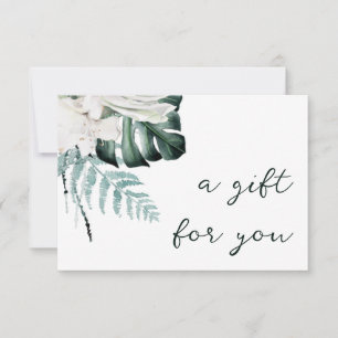 Carte vert émeraude fleurs blanches certificat cadeau