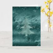 Carte Vert émeraude pailleté ombré marbre               (Fleur jaune)