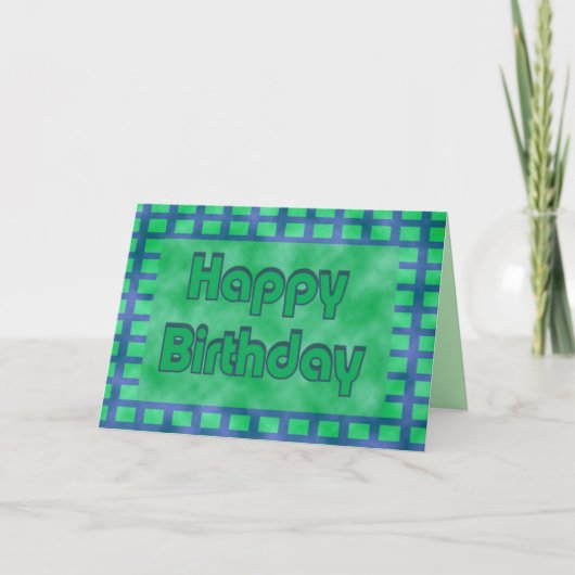 Carte vert et bleu Joyeux anniversaire (Devant)