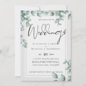 Carte Vert Eucalyptus Lilac Citron gris Mariage (Devant)