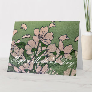 Carte Vert fleur rose
