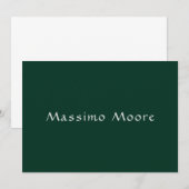 Carte Vert foncé Élégant Casual Propre Nom Écriture manu (Devant / Derrière)