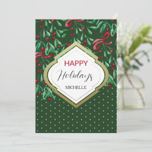 Carte Vert forêt aquarelle boho gui vacances