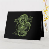 Carte Vert Japonais Asiatique Dragon Chinois Aesthétique (Fleur jaune)
