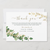 Carte Vert moderne Eucalyptus Funérailles Merci Note (Devant)