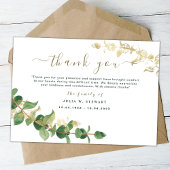 Carte Vert moderne Eucalyptus Funérailles Merci Note