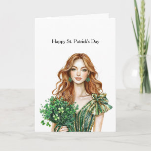 Carte Vert Or Glitz Trèfle Fête de la Saint-Patrick