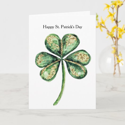 Carte Vert Or Glitz Trèfle Saint-Patrick (Fleur jaune)