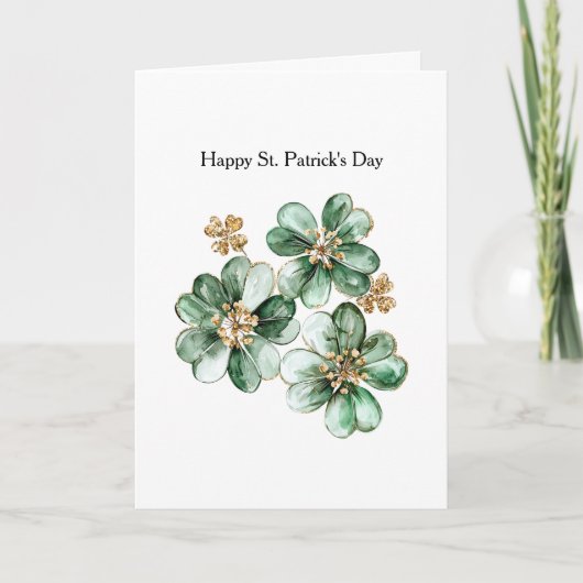 Carte Vert Or Pailleté Trèfle Fête de la Saint-Patrick (Devant)