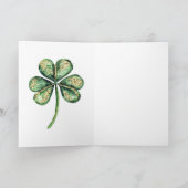 Carte Vert Or Pailleté Trèfle Fête de la Saint-Patrick (Intérieur)