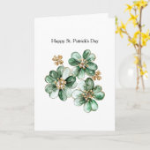 Carte Vert Or Pailleté Trèfle Fête de la Saint-Patrick (Fleur jaune)