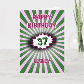 Carte Vert rose anniversaire nom personnalisé et âge rét (Devant)