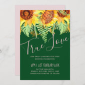 Carte Vert rustique avec le budget Mariage des tournesol (Devant / Derrière)