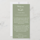 Carte Vert sage moderne Bienvenue & merci note Mariage (Devant)