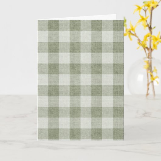 Carte Vert sauge Gingham Vérification Texture de lin  (Fleur jaune)