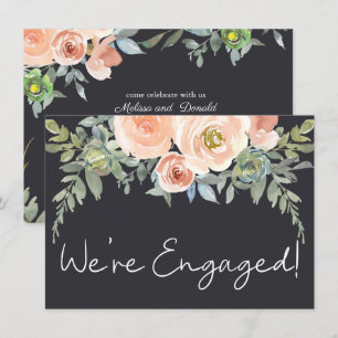 Carte Vert sauge marine pastel floral élégant Engagement