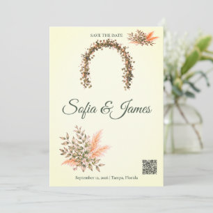 Carte Vert sauge terrasse Pampas Arch Save The Date