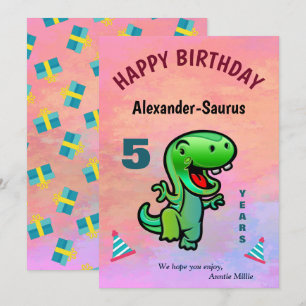 Carte Vert sourire Dinosaure Enfant Anniversaire Personn