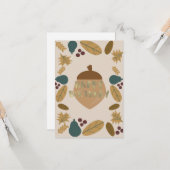 Carte Vert Thanksgiving Automne Anniversaire Gold Foil (Devant/Arrière en situation)