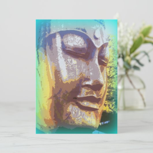 Carte Vert visage bouddha (Debout devant)