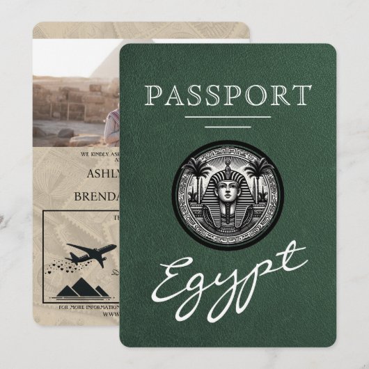 Carte verte d'Égypte Invitation de mariage (Devant / Derrière)