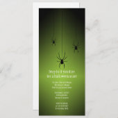 Carte verte d'invitation de Halloween d'araignée (Devant / Derrière)